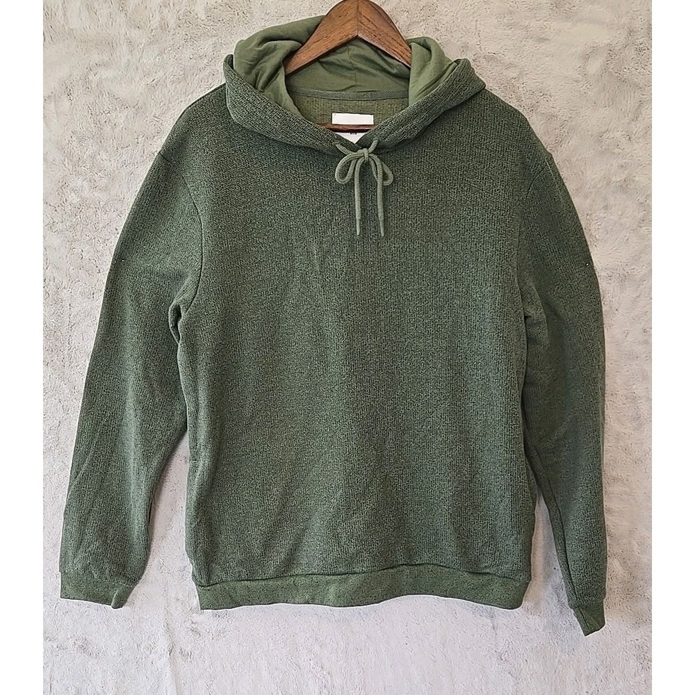 Goodfellow & Co. Men's‎ Textured Fleece Hooded Sweatshirt LARGE Green Pockets